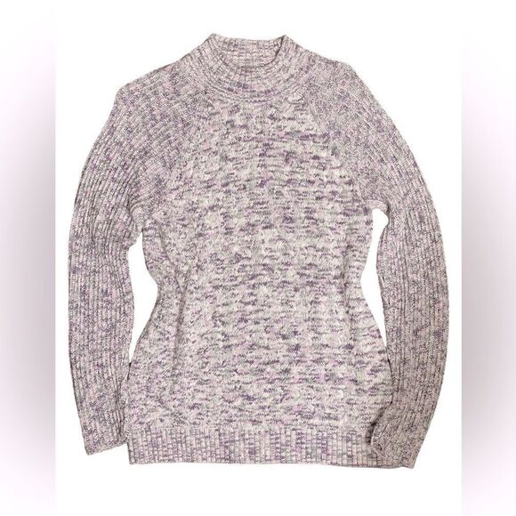 Croft & Barrow Purple & Multicolored Mock Neck Pullover Knit Sweater (Size: M) - Picture 4 of 11